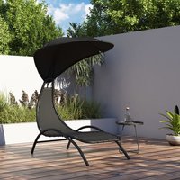 Product photograph of Ediva Steel Sun Lounger With Black Fabric Canopy from Furniture in Fashion