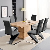 Product photograph of Elgin Convertible Sonoma Oak Dining Table 6 Demi Grey Chairs from Furniture in Fashion