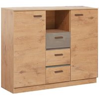 Product photograph of Elmira Wooden Sideboard With 3 Drawers 2 Doors In Lancelot Oak from Furniture in Fashion
