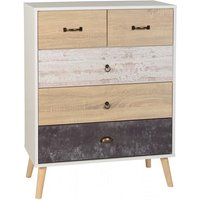 Product photograph of Noein Wooden Chest Of 5 Drawers In White And Distressed Effect from Furniture in Fashion