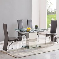 Product photograph of Enke Extending Glass Dining Table With 4 Romeo Grey Chairs from Furniture in Fashion