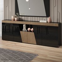Product photograph of Enna High Gloss Sideboard In Black With 4 Doors And Led from Furniture in Fashion