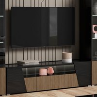 Product photograph of Enna High Gloss Tv Stand In Black With 3 Doors And Led from Furniture in Fashion