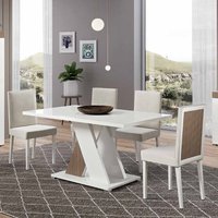 Product photograph of Enna White High Gloss Dining Table With 6 White Chairs from Furniture in Fashion