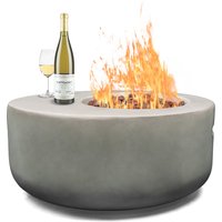 Product photograph of Ennis Faux Stone Burning Fire Pit With Grilling In Light Grey from Furniture in Fashion
