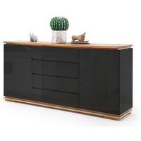Product photograph of Everly Sideboard In Black High Gloss Lacquered And Oak from Furniture in Fashion