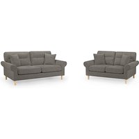 Product photograph of Fairfax Fabric 3 2 Seater Sofa Set In Mocha With Oak Wooden Legs from Furniture in Fashion