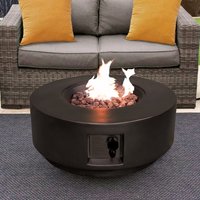 Product photograph of Fairmont Faux Stone Burning Fire Pit With Grilling In Black from Furniture in Fashion