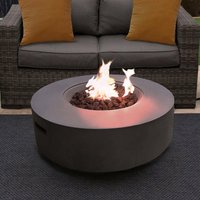 Product photograph of Fairmont Faux Stone Burning Fire Pit With Grilling In Dark Grey from Furniture in Fashion