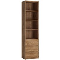 Product photograph of Fank Tall Narrow 3 Shelves 3 Drawers Bookcase In Oak from Furniture in Fashion