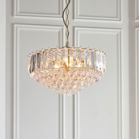 Product photograph of Fargo 6 Lights Crystal Droplets Pendant Light In Brass from Furniture in Fashion