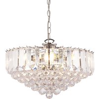 Product photograph of Fargo 6 Lights Crystal Droplets Pendant Light In Chrome from Furniture in Fashion