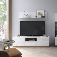 Product photograph of Fargo High Gloss Tv Stand With 2 Doors 1 Drawer In White from Furniture in Fashion