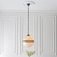 Product photograph of Fargo Tiffany Glass Shade Globe Pendant Light In Satin Black from Furniture in Fashion