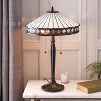 Product photograph of Fargo Tiffany Glass Shade Table Lamp In Satin Black from Furniture in Fashion