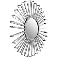 Product photograph of Farota Round Solar Design Wall Mirror In Silver Frame from Furniture in Fashion