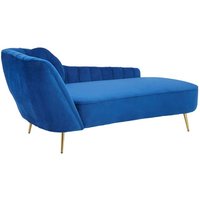 Product photograph of Felizio Left Arm Velvet Lounge Chaise Chair In Midnight Blue from Furniture in Fashion