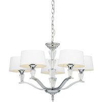 Product photograph of Fiennes 5 Lights White Fabric Ceiling Pendant Light In Chrome from Furniture in Fashion