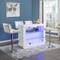 Product photograph of Fiesta White High Gloss Bar Table With 4 Candid White Stools from Furniture in Fashion