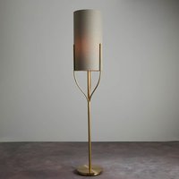 Product photograph of Findlay Fabric Cylinder Shade Floor Lamp In Brass from Furniture in Fashion