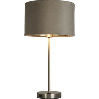 Product photograph of Finn Taupe Velvet Shade Table Lamp With Usb In Satin Nickel from Furniture in Fashion