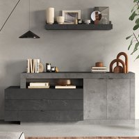 Product photograph of Fiora Wooden Sideboard With 2 Doors 3 Drawers In Cement And Lead from Furniture in Fashion