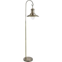 Product photograph of Fisherman Clear Glass Shade Floor Lamp In Antique Brass from Furniture in Fashion