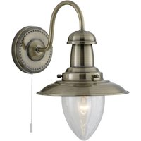 Product photograph of Fisherman Clear Seeded Glass Wall Light In Antique Brass from Furniture in Fashion