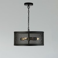 Product photograph of Fishnet 3 Lights Drum Ceiling Pendant Light In Matt Black from Furniture in Fashion