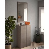 Product photograph of Flint Wooden Shoe Cabinet Narrow With Mirror In Bronze Mercury Oak from Furniture in Fashion