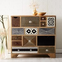 Product photograph of Flocons Wide Chest Of Drawers In Reclaimed Wood With 14 Drawers from Furniture in Fashion