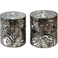 Product photograph of Flora Clear Glass Top Set Of 2 Side Tables With Metal Frame from Furniture in Fashion