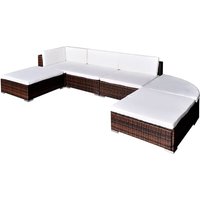 Product photograph of Flore Rattan 6 Piece Garden Lounge Set With Cushions In Brown from Furniture in Fashion