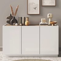 Product photograph of Flores White Gloss Sideboard With 3 Doors In Dark Oak from Furniture in Fashion