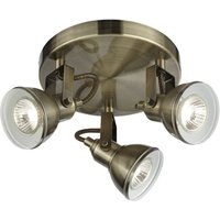 Product photograph of Focus 3 Light Ceiling Spot Light In Antique Brass from Furniture in Fashion