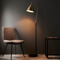 Product photograph of Franklin Rolled Shade Floor Lamp In Antique Brass And Black from Furniture in Fashion