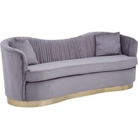 Product photograph of Franzo Upholstered Velvet 3 Seater Sofa In Pleated Grey from Furniture in Fashion
