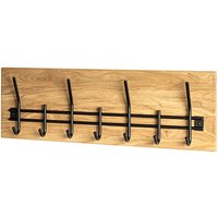 Product photograph of Fresno Wooden Coat Rack With 7 Metal Hooks In Oak Oiled Black from Furniture in Fashion