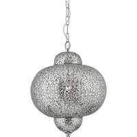 Product photograph of Fretwork 1 Light Ceiling Pendant Light In Laser Cut Nickel from Furniture in Fashion