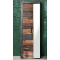 Product photograph of Saige Hallway Mirrored Wardrobe In Old Wood And Graphite Grey from Furniture in Fashion