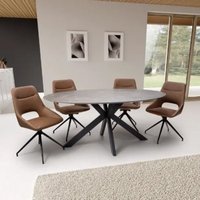 Product photograph of Gabri Brown Dining Table Oval With 6 Aara Tan Chairs from Furniture in Fashion