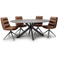 Product photograph of Gabri Brown Dining Table Oval With 6 Nobo Tan Chairs from Furniture in Fashion