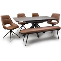 Product photograph of Gabri Extending Dining Table With 4 Aara Tan Chairs And Bench from Furniture in Fashion
