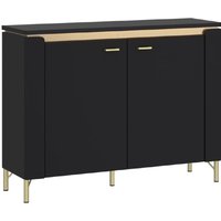 Product photograph of Gaffney Led Wooden Sideboard With 2 Doors In Matt Black And Gold from Furniture in Fashion