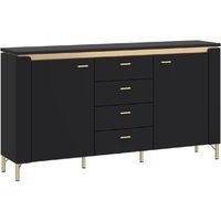 Product photograph of Gaffney Led Wooden Sideboard With 4 Drawers In Matt Black Gold from Furniture in Fashion