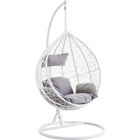 Product photograph of Gazit Outdoor Single Hanging Chair With Round Base In White from Furniture in Fashion