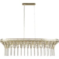 Product photograph of Gemma 8 Light Clear Crystal Bar Pendant Light In Satin Brass from Furniture in Fashion