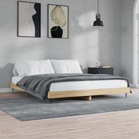 Product photograph of Gemma Wooden Double Bed In Sonoma Oak With Black Metal Legs from Furniture in Fashion