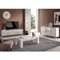 Product photograph of Geneva Living Room Set With Sideboard In White Gold And Led from Furniture in Fashion