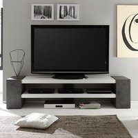 Product photograph of Geneva Rectangular Tv Stand In Matt White And Concrete from Furniture in Fashion